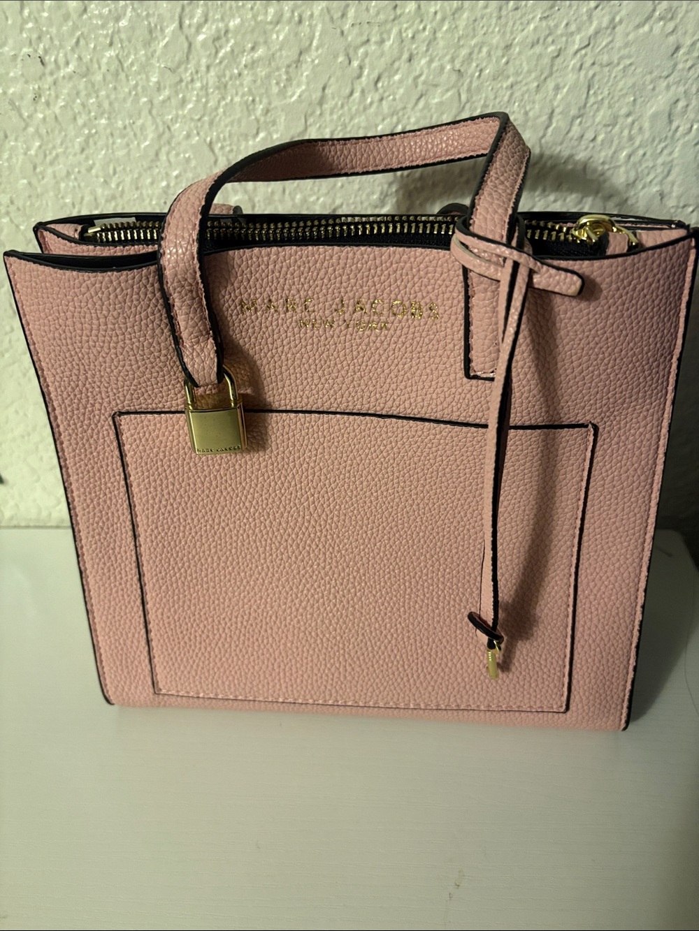 Pink Marc Jacobs no strap Pebbled Leather Top-Handle Tote - Picture 3 of 5